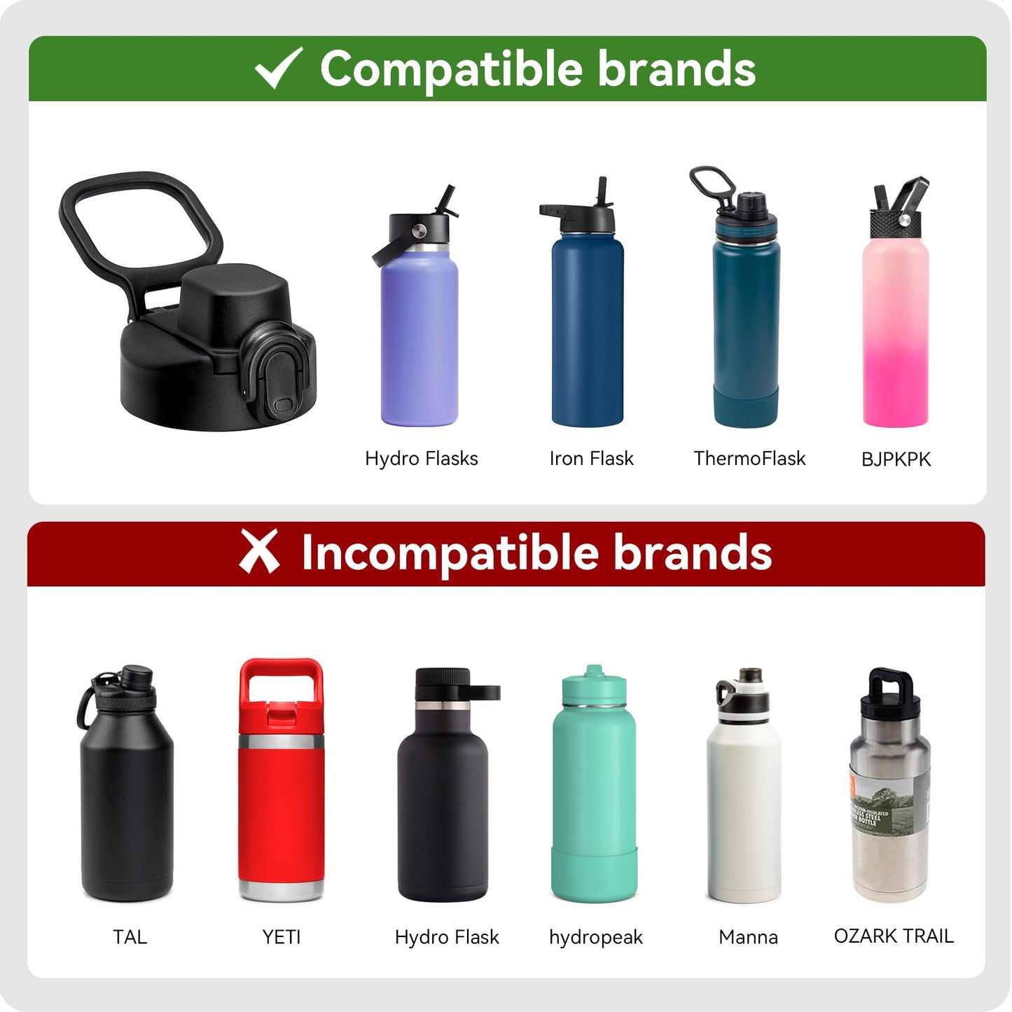 Auto Flip for Hydro Flask 12 16 18 20 32 40 64 oz Wide Mouth, Replacement Spout Lid For HydroFlask Cap Leak Proof BPA Free, Compatible with ThermoFlask Takeya Iron Flask HydroCell Simple Modern Koodee