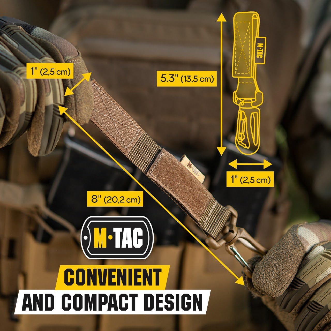 M-Tac Belt Key Holder with Carabiner - Molle Tactical Key Chains for Men - Coyote