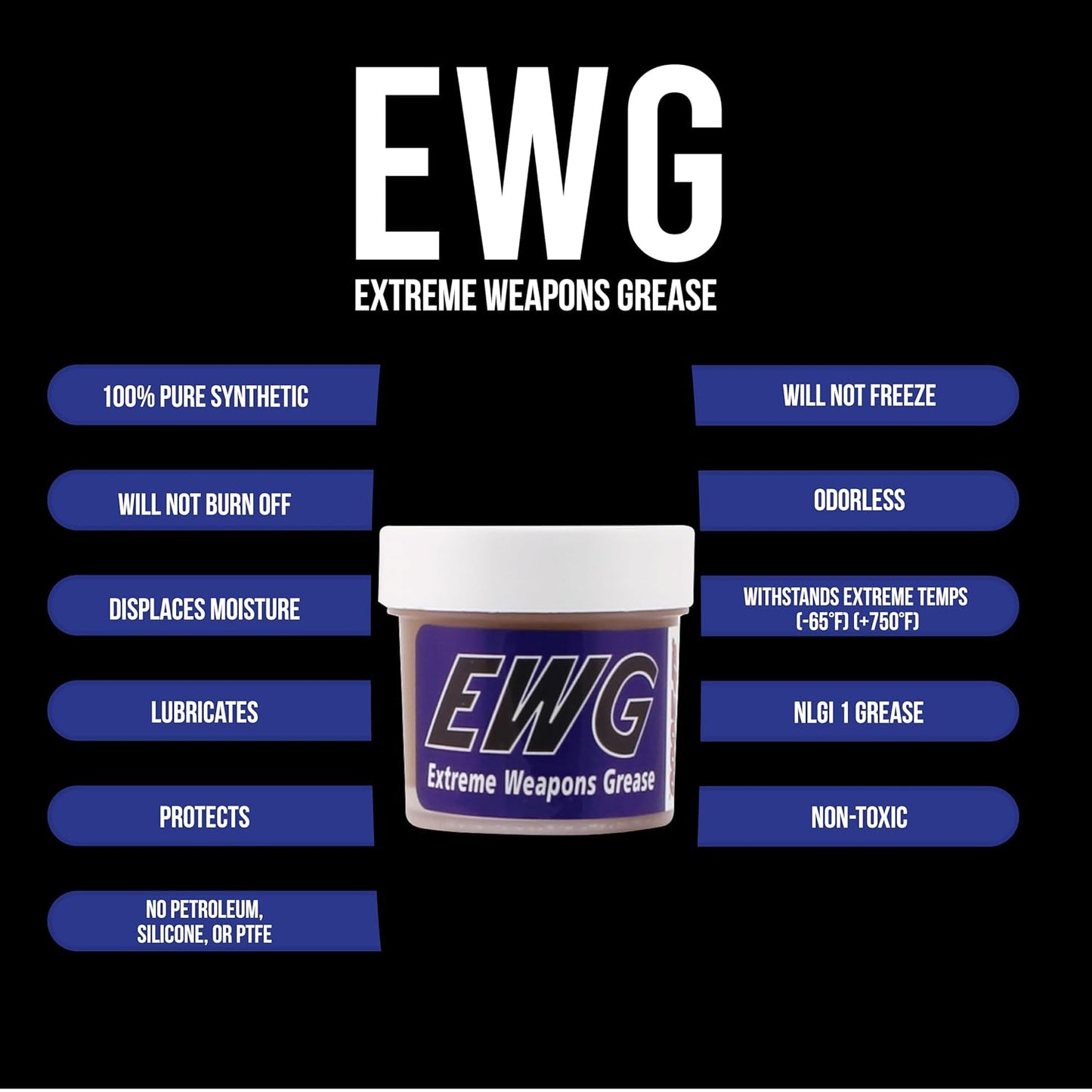 SLIP 2000 Extreme Weapons Grease (EWG), Reduces Friction and Wear, Grease Lube in Anti-Ware Package, Extreme Pressure Properties, No PTFE, 4 oz