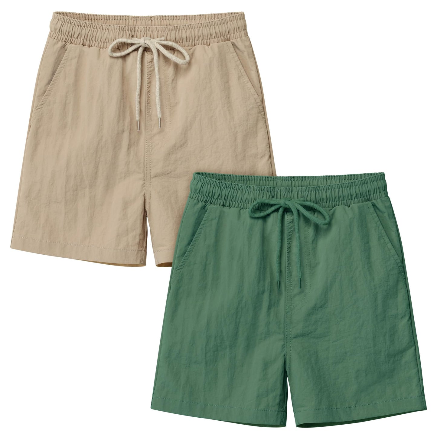 Cooraby 2 Pack Boys Quick Dry Shorts Pull On Cargo Shorts Waist Drawstring with Pockets School Uniform Activewear for Kids 5-12Y