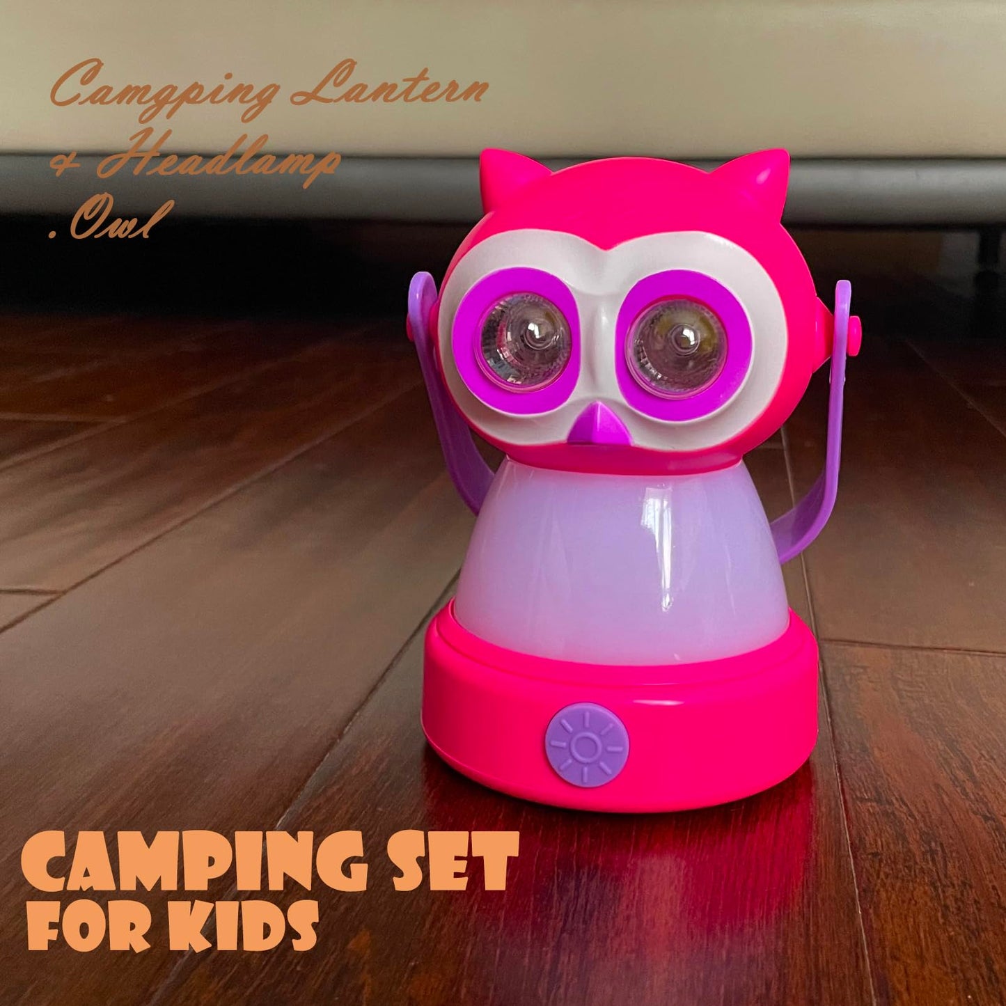 FANT.LUX Kids Owl Lantern & Headlamp Set, 2-in-1 360° LED Camping Night Light, Battery Powered 3×AA, Child-Safe ABS, Portable Adventure Toy & Bedroom Night-Light (Pink Owl Lantern-Headlmp)