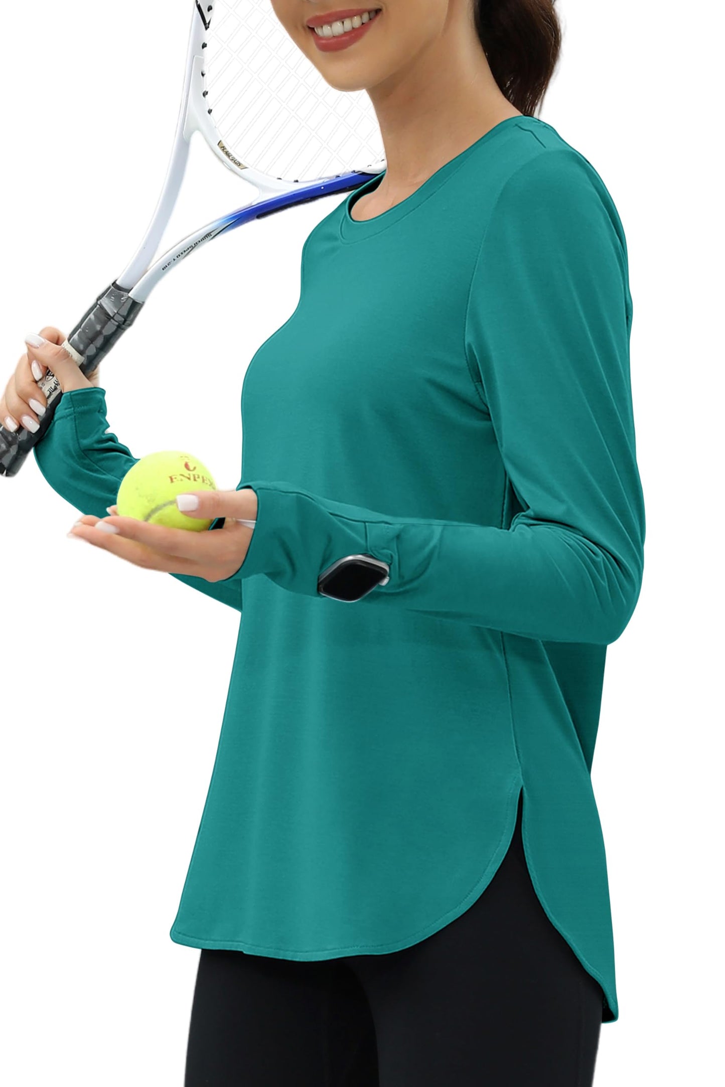 KevaMolly Workout Tops for Women Long Sleeve UPF 50+ UV Protection Sun Shirt Lightweight Quick Dry Rash Guard Hiking Shirts Teal L