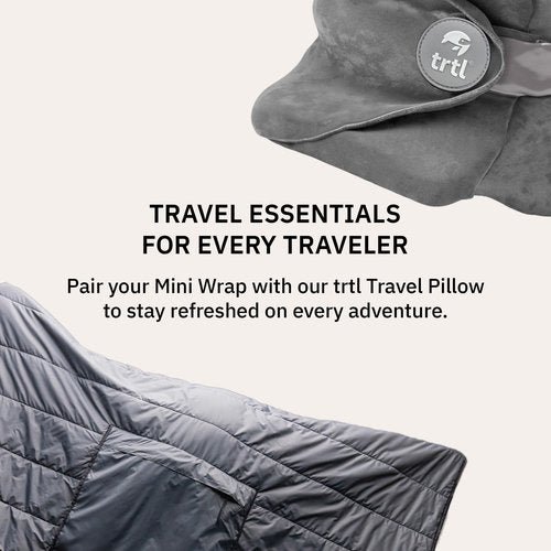 trtl Mini Wrap Compact Travel Blanket - Quilted Insulation - Convenient, Packable Blanket - Comes with Roll-Top Bag - Features a Secure Pocket