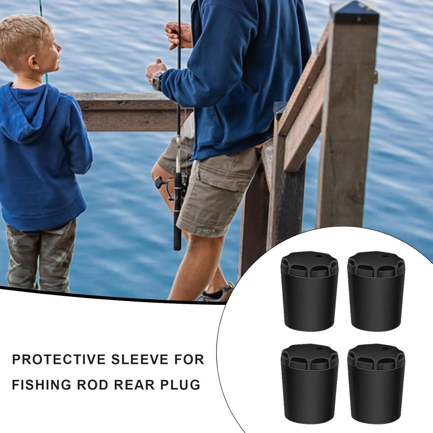 4Pcs Black Fishing Rod Butt Cushion - Fishing Rod End Caps | Fishing Rod Seat Cushions | Silicone Fishing Rod Protector | Fishing Seat Protector Gimbal End Cap for Fishing Rods and Accessories