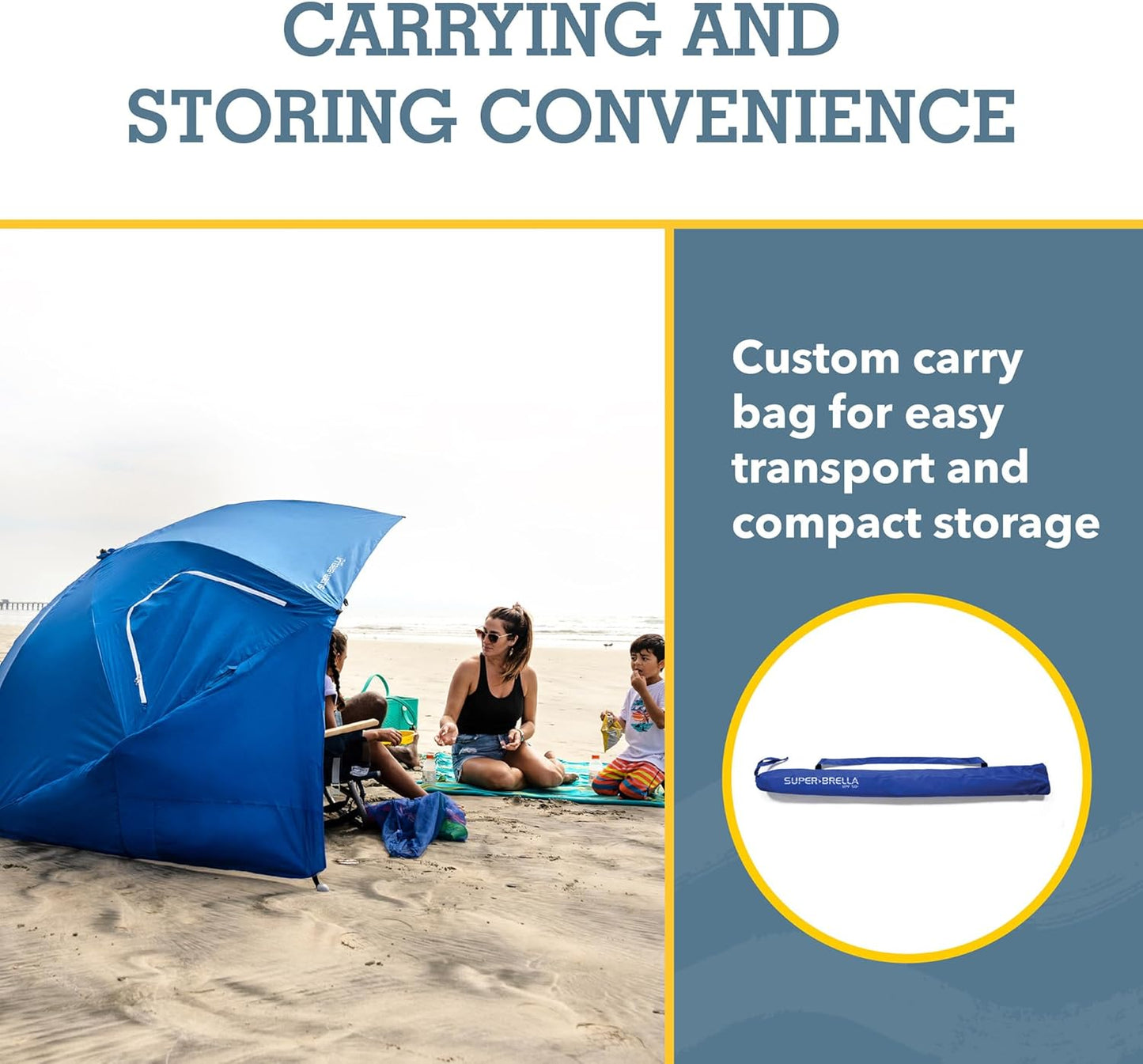 Sport-Brella Super-Brella SPF 50+ Sun and Rain Canopy Umbrella for Camping, Beach and Sports Events (8-Foot, Blue)