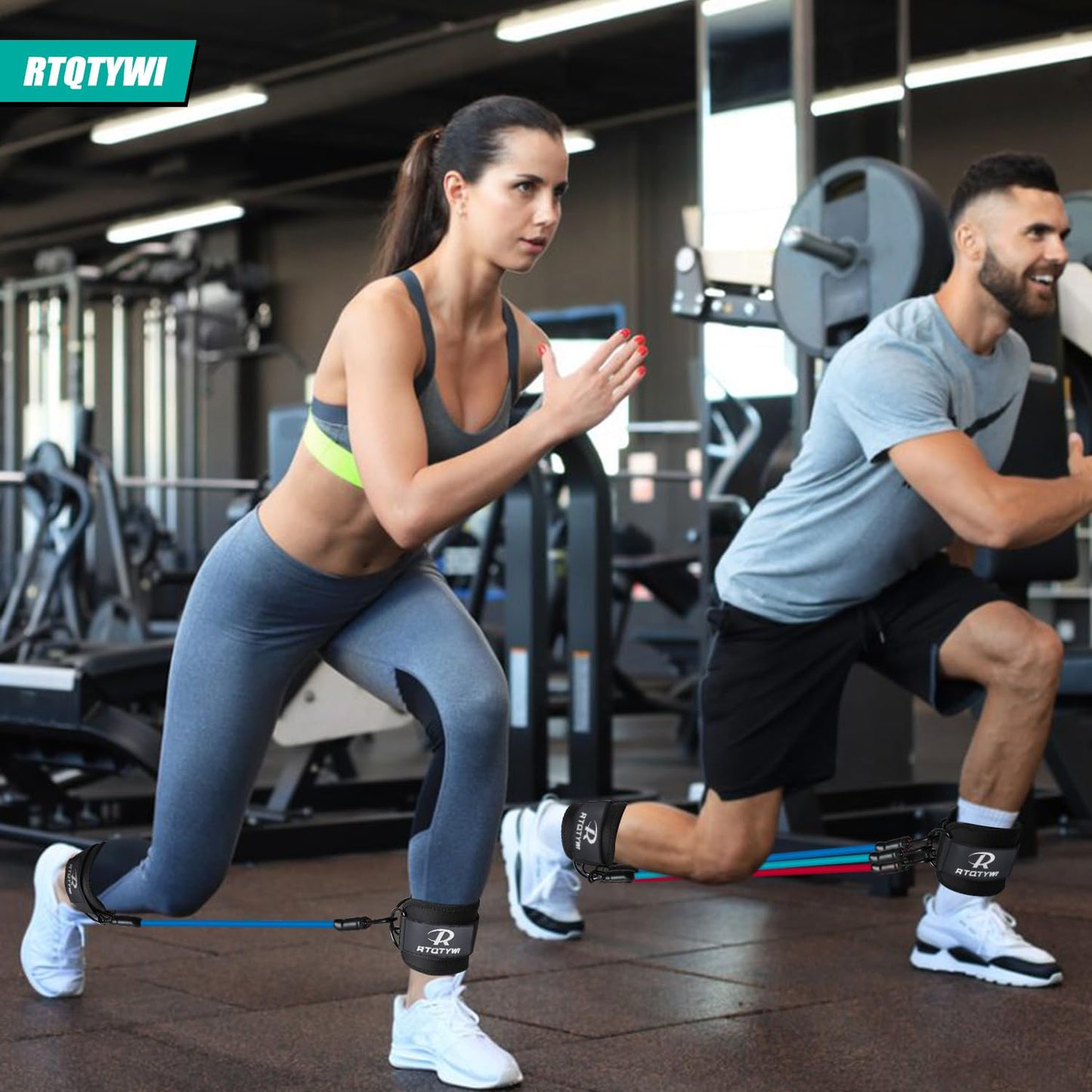 Ankle Resistance Bands Set - 60LB Adjustable Tube Bands for Glutes & Legs Workouts - 3 Different Pounds - Recoils & Ankle Strap for Women & Men