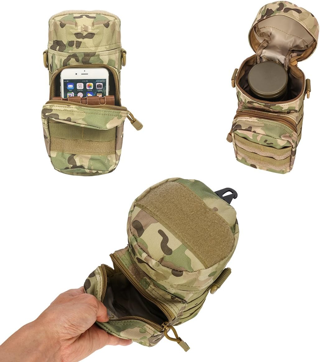 IronSeals Tactical Molle Water Bottle Holder Pouch Hydration Carrier Bag with Detachable Shoulder Strap