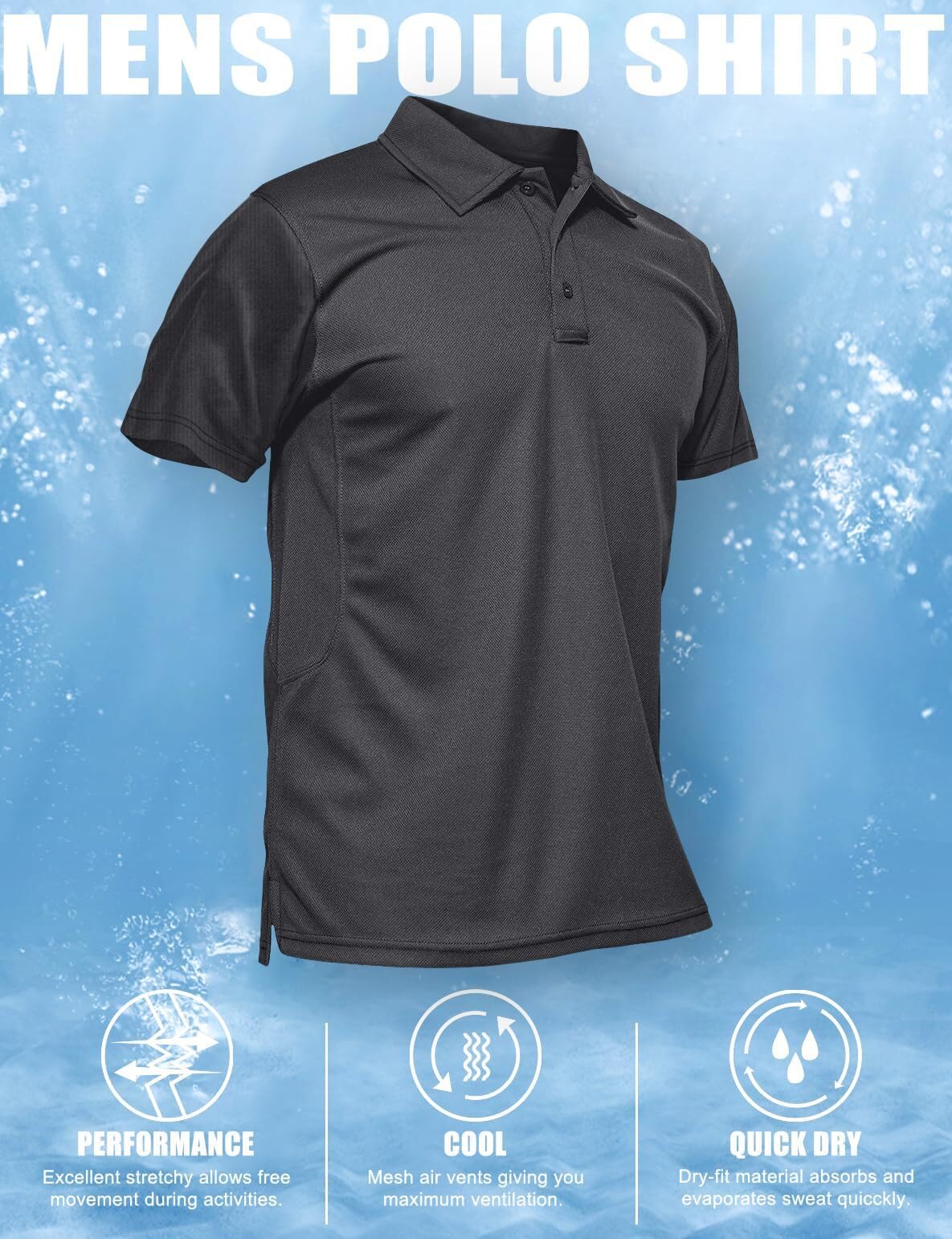 MAGCOMSEN Men's Golf Shirts Short Sleeve Light Shirts Fishing Shirts Pique Tactical Polo Shirts Grey XXL