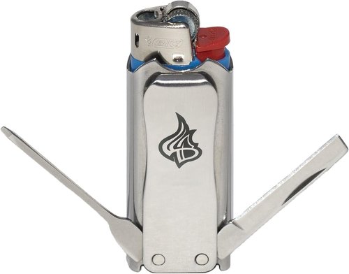 LighterBro Micro Compact Stainless Steel Lighter Sleeve - Multi-Tool Lighter Case
