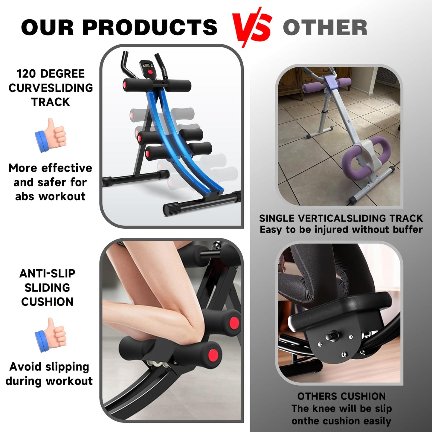 JOBUR abdominal bench Ab abdominal Machine Women's Home Abdominal Exerciser 308lbs Abdominal Compressor Collapsible Abdominal Core Trainer 4-Speed Adjustable Strength Training Machine with LCD Display