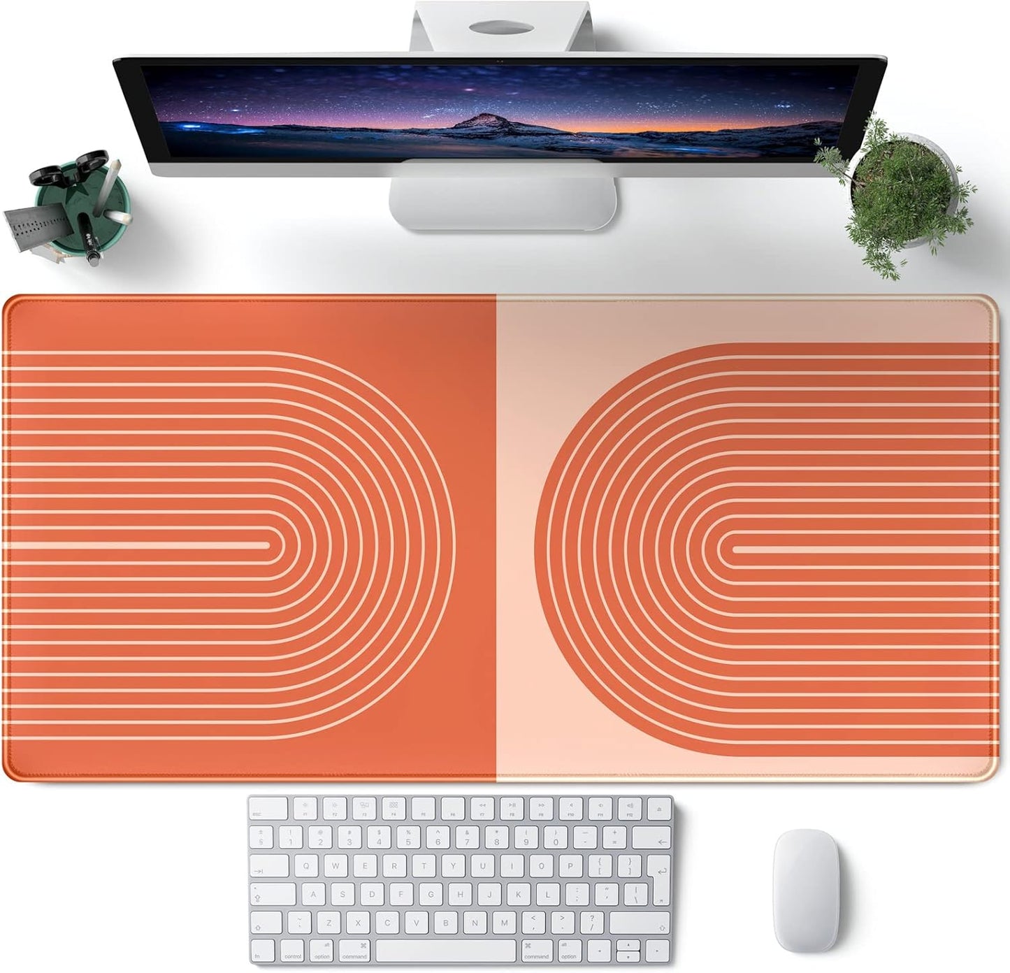 Japanese Desk Mat Riverside Full Moon Desk Pad Black Red Large Mouse Pad Gaming Mousepad Extended XXL Keyboard Pad 31.5 x 15.7 in Laptop Computer Mouse Keyboard Mat for Office Desk Decor