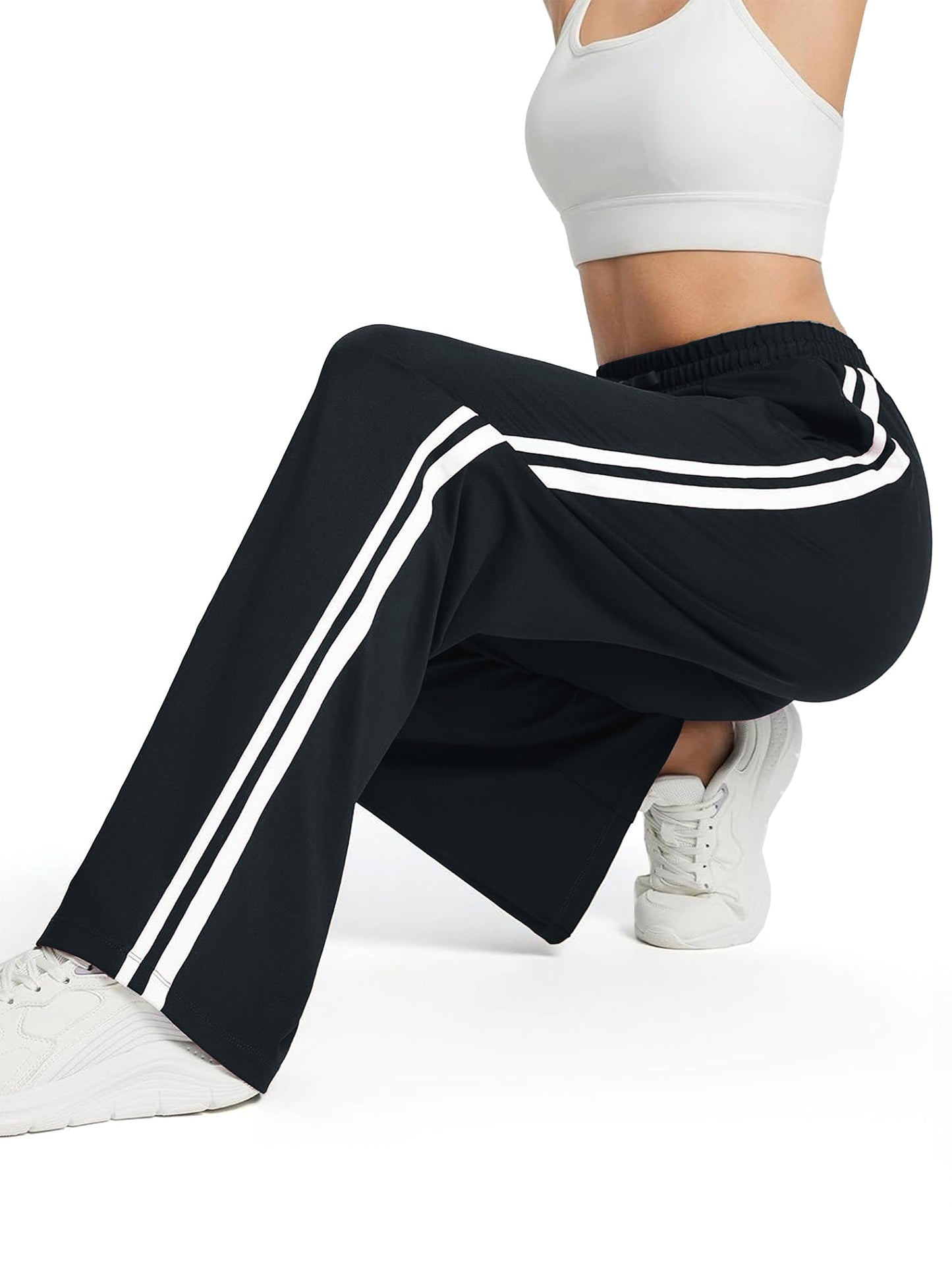 Tapata Women's 34" Inseam Tall Track Pants Loose Straight Leg Jogging Sweatpants Warm-Up Sports Athletic Running, Black, S