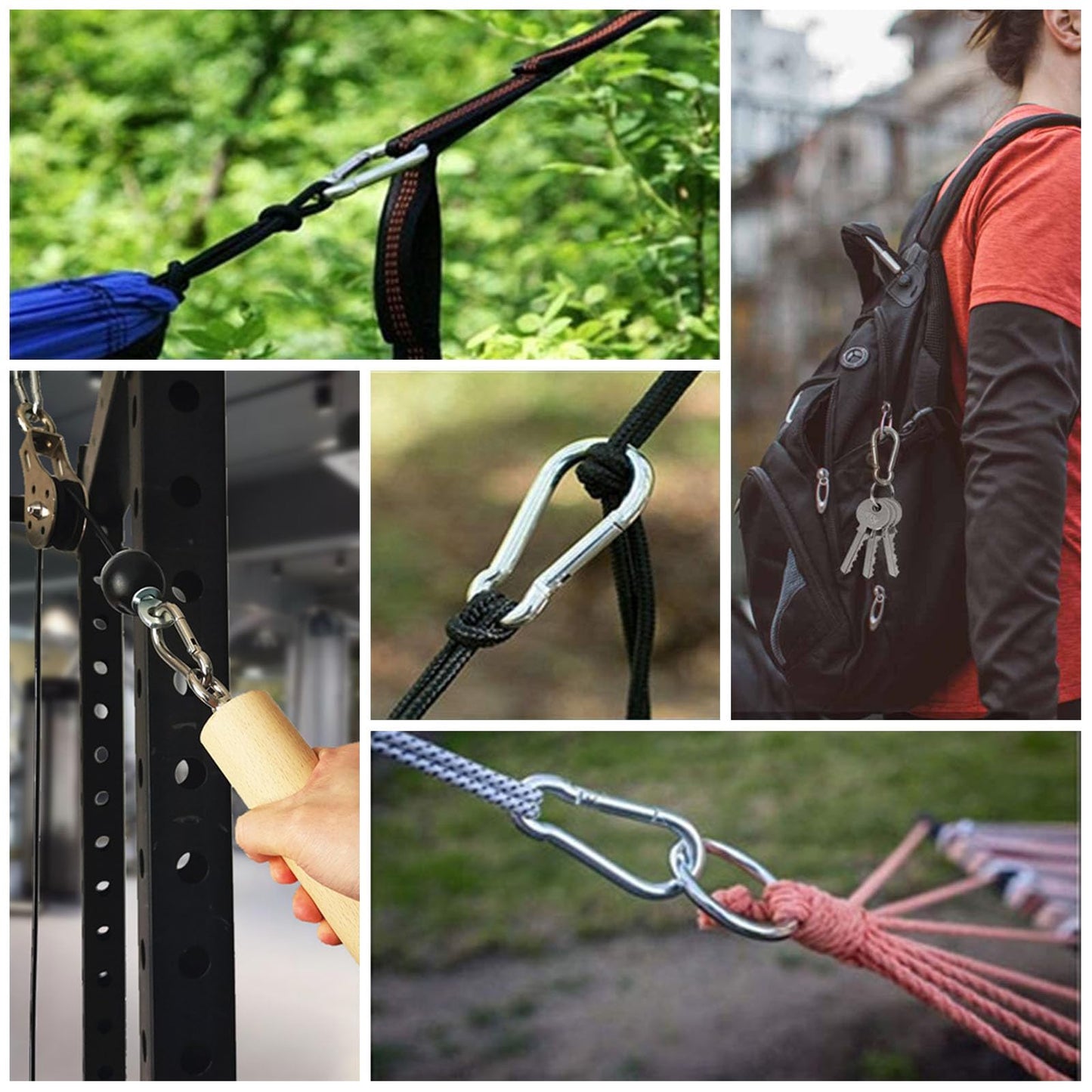 30PCS 304 Stainless Steel Carabiner Clip, Spring Snap Hook M4 1.57 Inch Small Keychain for Keys Swing Set Camping Fishing Hammock