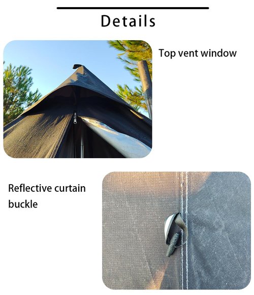 HipierFx 1 Person Tent Winter Tent Lightweight Teepee Hot Tent with Furnace Hole Four Seasons Waterproof Camping Hiking Hunting Fishing Backpack (Black)