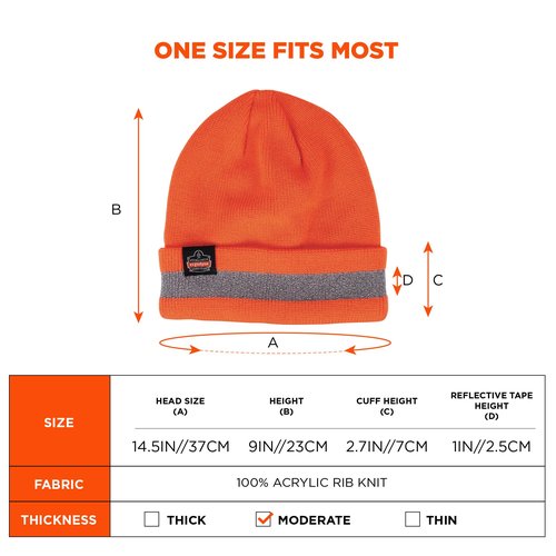 Ergodyne Standard Reflective Winter Hat, Orange