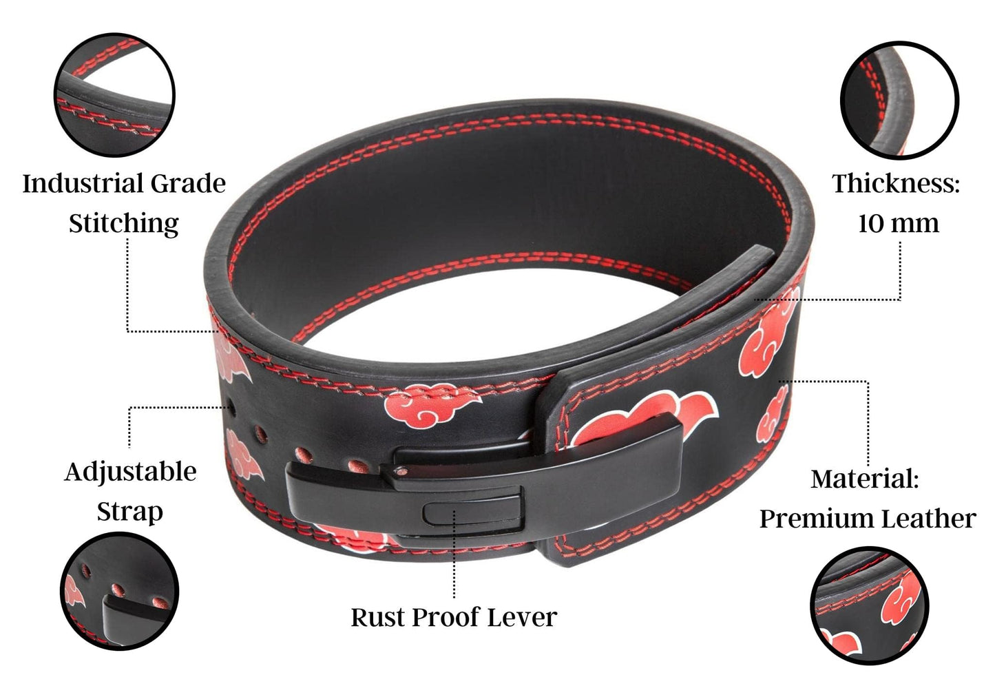 Akatsuki Weight Lifting Lever Belt | 10mm Premium Leather Weightlifting Belt for Powerlifting, Bodybuilding, Deadlift, Squats, Exercise Workout | Heavy Duty Best for Men & Women (Medium)