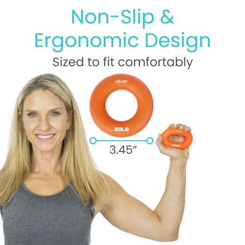 Vive Hand Strengthener Grip Ring (4 Pack) - Forearm Ring Hand Exercisers - Silicone Squeezer Gripper for Muscle Strengthening Training Tool - Arthritis Finger Physical Therapy PT Kit Trainer