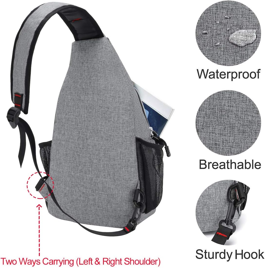 MOSISO Rope Sling Backpack (Up to 13 inch), Multipurpose Crossbody Chest One Shoulder Outdoor Travel Hiking Daypack, Black