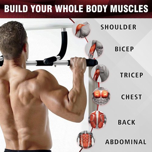 Pull Up Bar for Doorway | No-Screw Portable Chin Up Bar | Heavy Duty Steel Up to 440 lbs | Multi-Function Home Gym with Foam Grips | Easy Install Door Frame Pull-Up Bar