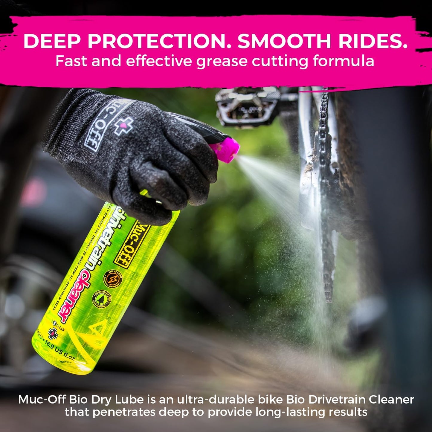 Muc-Off Bio Drivetrain Cleaner | Effective Biodegradable Bicycle Chain Cleaner and Degreaser Spray | Suitable for All Types of Bike