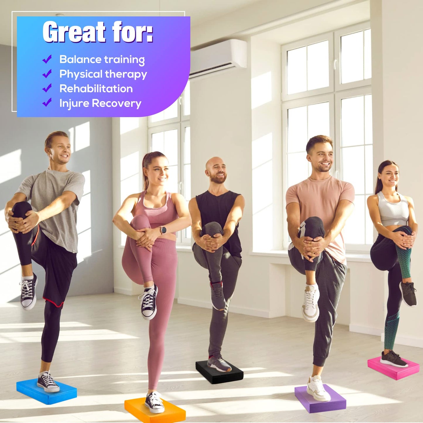 6 Pcs Balance Pad Balancing Foam Pad Yoga Mat Trainer Non Slip Cushion Exercise Mat Knee Pad for Fitness and Stability Stretching, Pilates, Physical Therapy, Core Trainer, 11.81 x 7.87 x 1.97 Inch