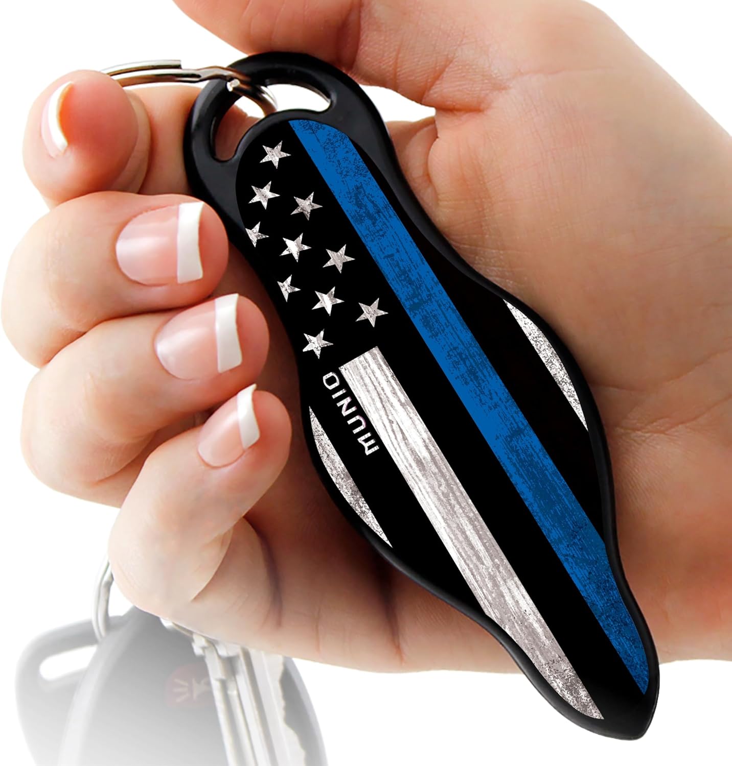 MUNIO Self Defense Keychain – Lightweight, Stylish & Portable Safety Tool for Women & Men – Non-Lethal Kubotan, Easy to Use, TSA Approved – Made in USA