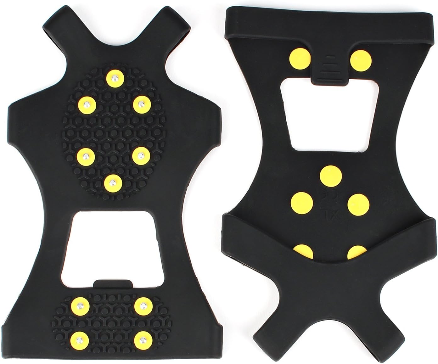 EONPOW Ice Grips, Ice & Snow Grips Cleat Over Shoe/Boot Traction Cleat Rubber Spikes Anti Slip 10 Steel Studs Crampons Slip-on Stretch Footwear