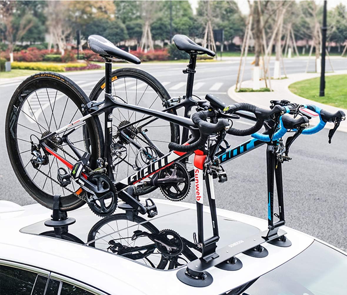 ROCKBROS Suction Cup Bike Rack for Car Roof Top Sucker Bike Rack Quick Release Aluminium Alloy Bike Carrier with Sucker for 1 Bike