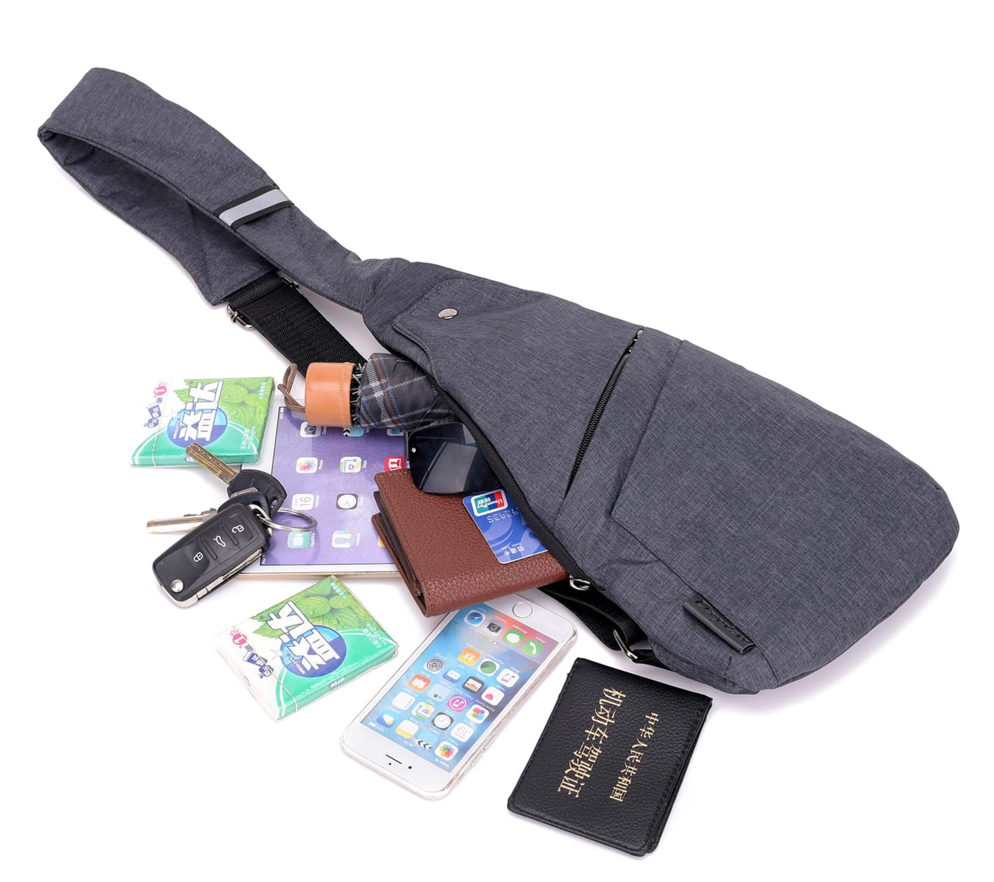 Wytidian Crossbody Sling Backpack Sling Bag Lightweight Personal Pocket Chest Bag for Travel Hiking Camping (Dark Grey)