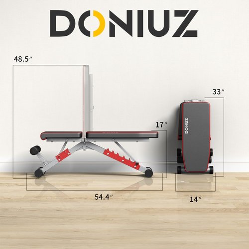 DONIUZ Weight Bench, Adjustable Workout Bench Press Set for Home Gym Full Body Strength Workout, Easy Assembly Foldable Training Lifting Bench, Max Load 750(Black-Yellow)