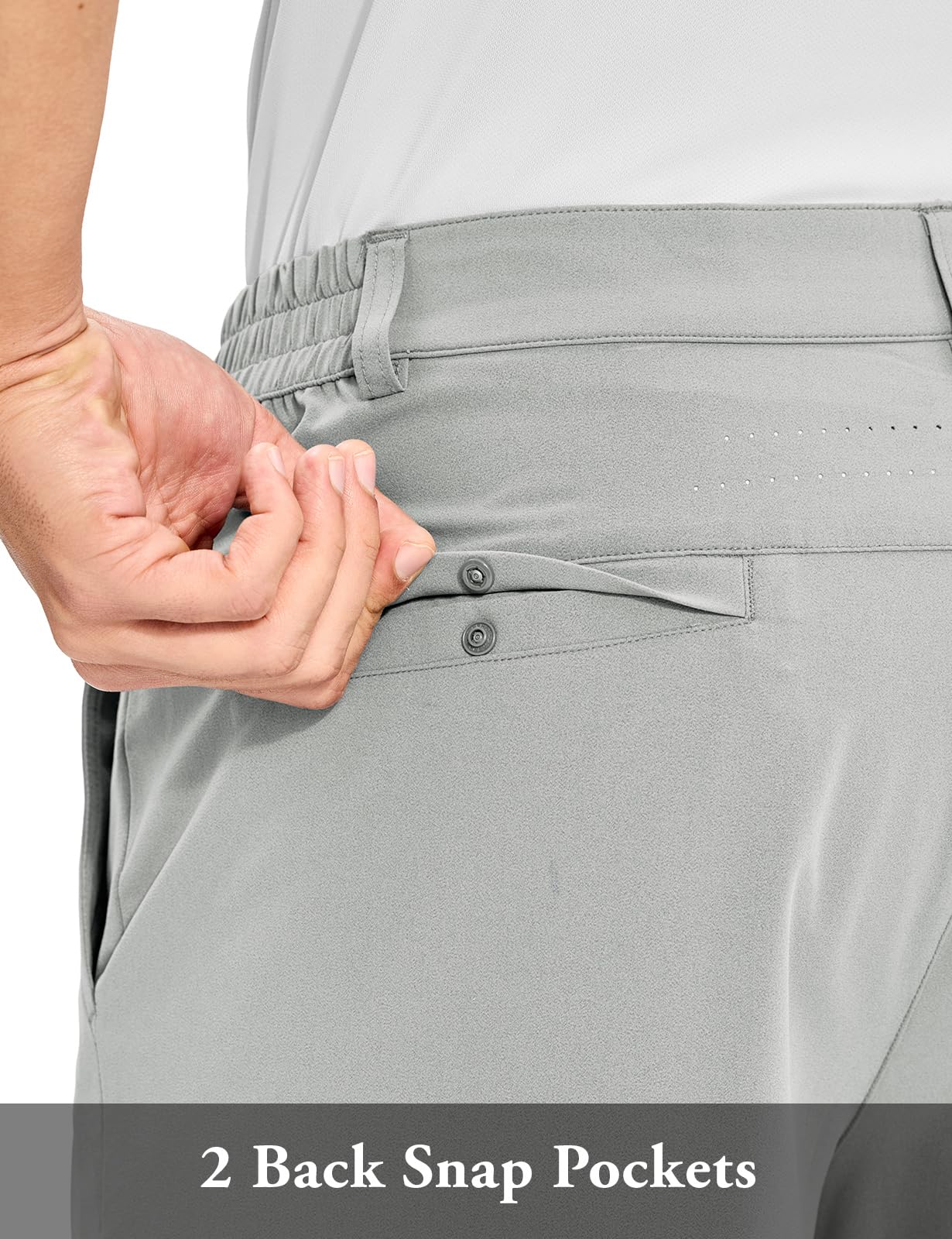 TBMPOY Men's Casual Shorts 10" Quick Dry Lightweight Stretch Golf for Flat Front Work Dress Hiking Shorts Elastic Waist Light Grey 38