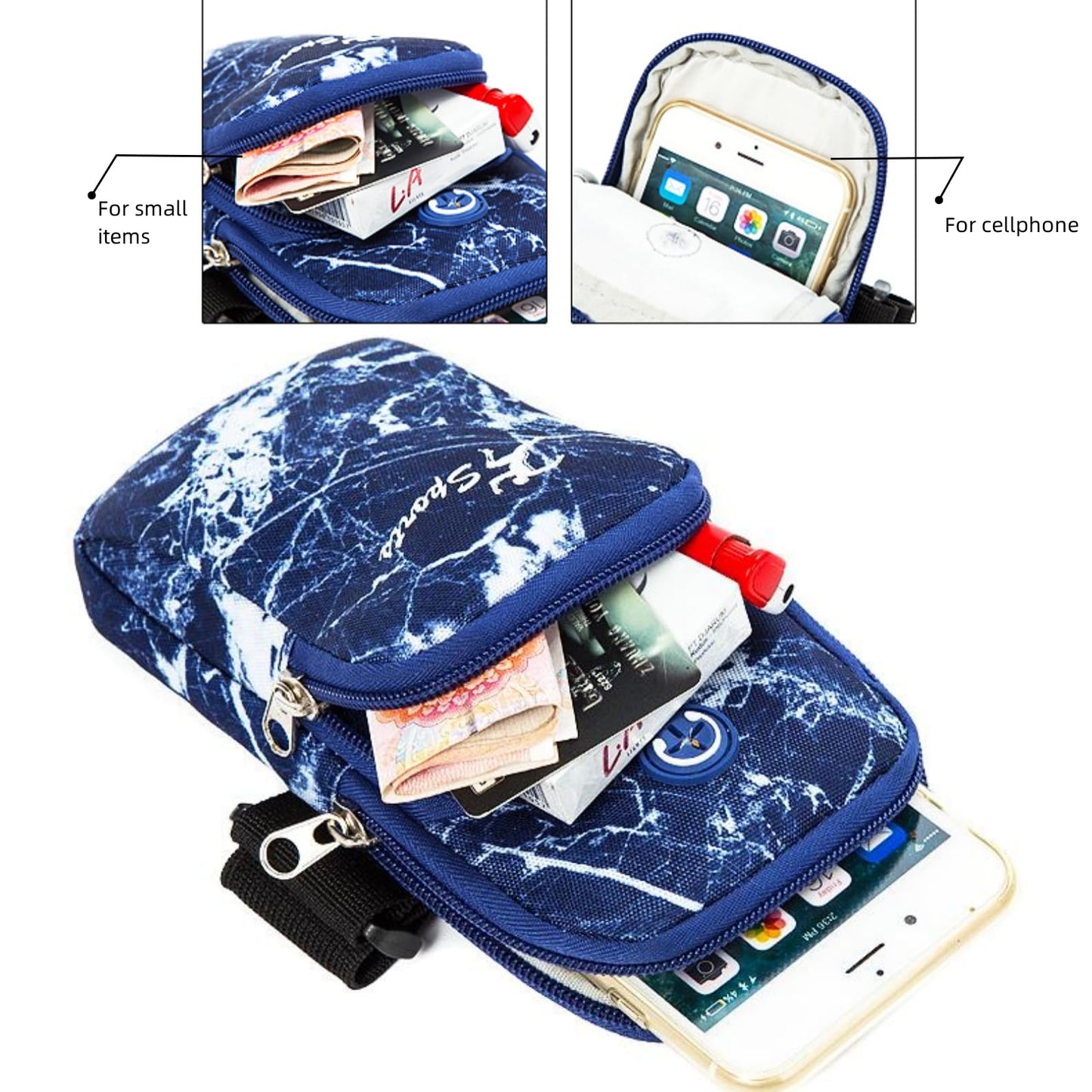NELboNs Water Bottle Pouch Compatible with Stanley 18-40oz Tumblers Zipper Pouch Bag for Gym Running Walking Armband to Hold Cellphone,Keys,Earphones,Chapstick or Cards,Red