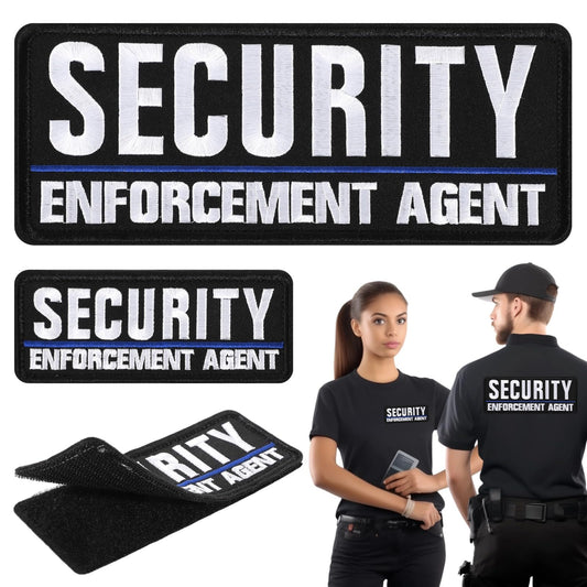 2 Pcs Security Patches for Vest, Security Enforcement Agent Patches, Security Velcro Patch with Sticking Fasteners for Uniforms, Jackets, One Small and One Large