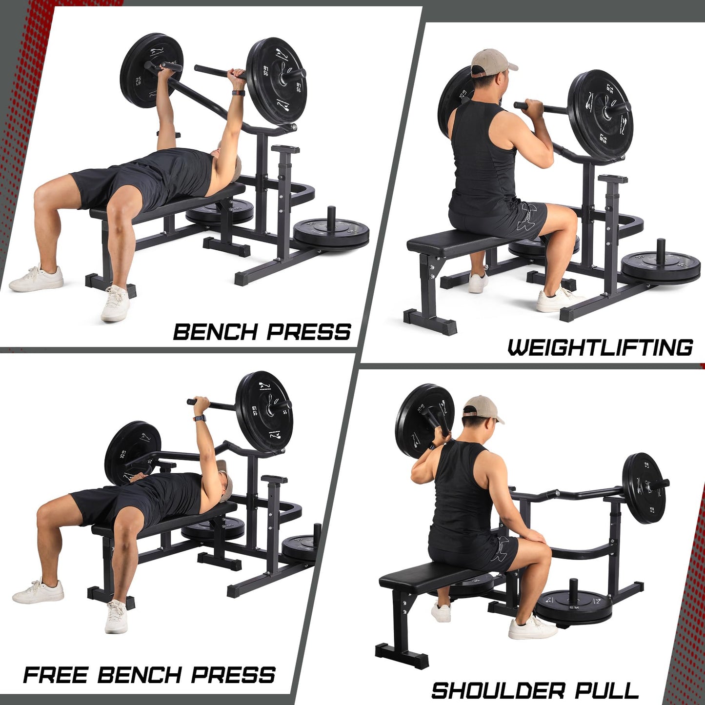 GarveeLife Chest Press Machine With Adjustable Flat Bench,Versatile Bench Press Rack for Home Gym,Bench Press Machine With Independent Converging Arms,Heavy-Duty Steel Structure With Smooth Bearings