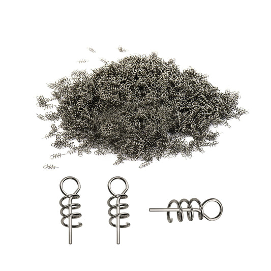 200pcs Lure Screw Spring Twist Lock Fishing Hook Centering Pin, Secure Soft Lure Bait Worm Crank, Swim Bait Keeper Springs for Fishing Hooks