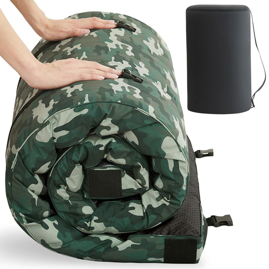 HomeMate CertiPUR-US Memory Foam Camping Mattress Pad Portable Roll Up Mattress for Adults Sleeping Mat Cot Mattress Pad Car Tent Floor Mattress Removable Waterproof Cover Travel Bag Guest Bed