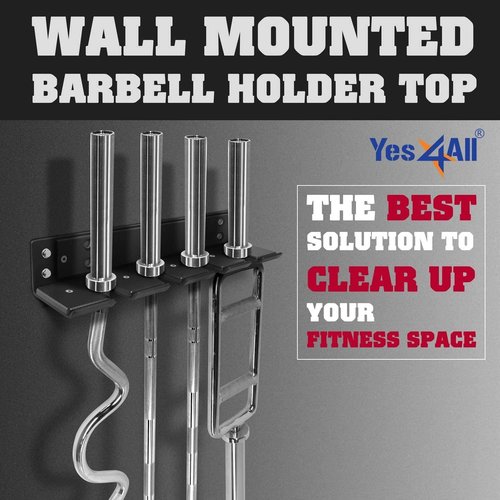 Yes4All Vertical Wall Mounted Olympic Barbell Holder, Barbell Storage Rack, Hanging Barbell Rack for Home Fitness Equipment