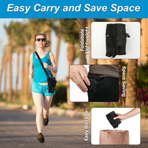 Cosmos Water Tumbler Carrier Bag Water Bottle Sling Bag Pouch Holder for Travel Hiking Walking Gym - Fits 20-30 Oz Insulated Round Water Tumbler - with Ventilated Mesh Pocket & Adjustable Sling Strap