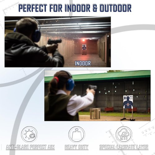 KNINE OUTDOORS Shooting Targets Paper, 23 x35 inch, Bulk for Hunting, Handguns, Pistols, Rifles, Silhouette with Red Bullseye, Blue Design (20 Pack)