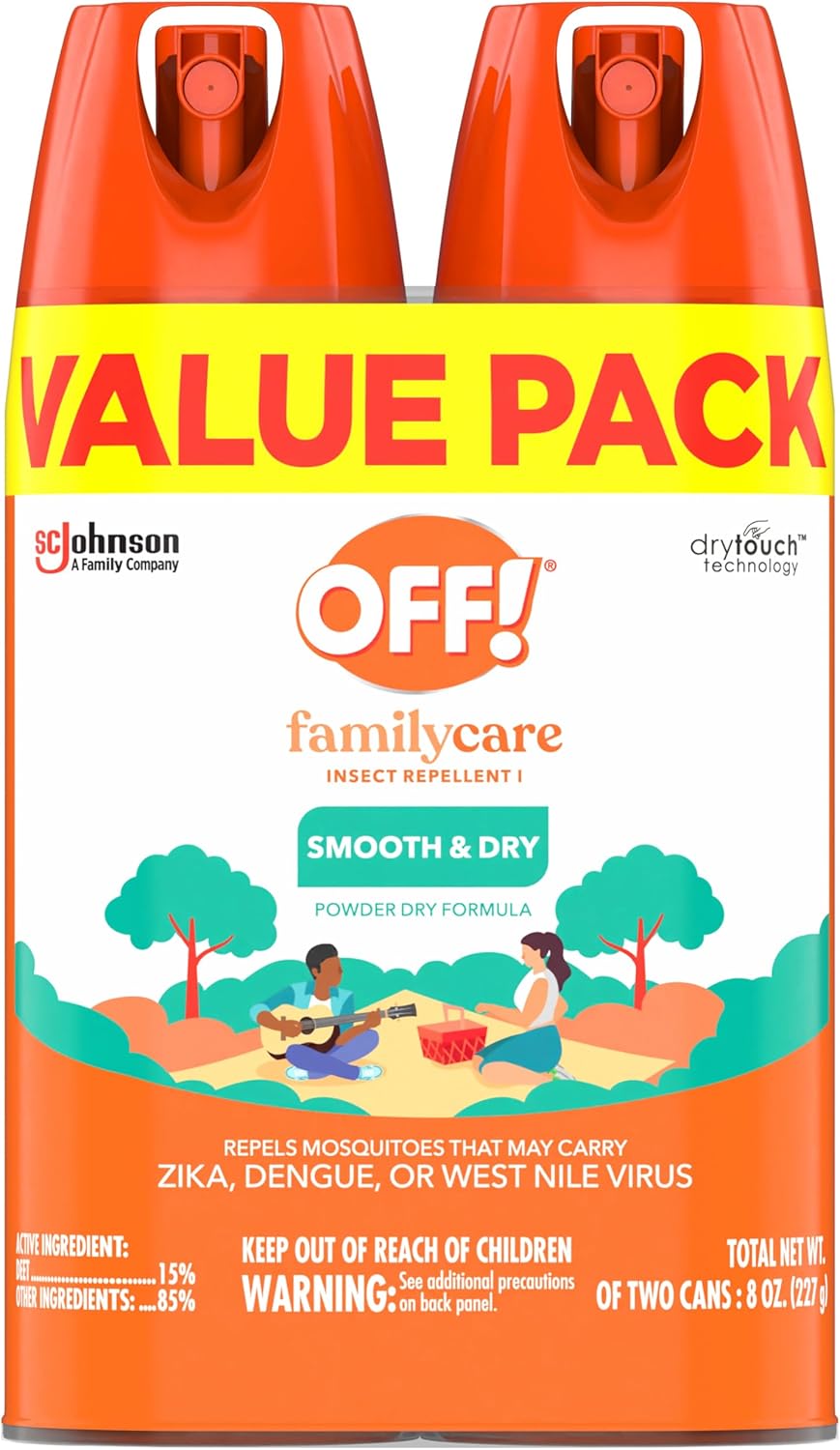 OFF! Family Care Mosquito, Tick, and Insect Repellent, Bug Spray Containing 15% DEET, Protects Against Mosquitoes, 4 Oz, 2 Count