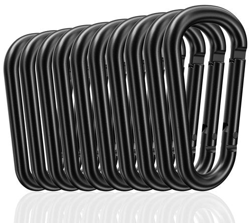 Pullther fishing Aluminum Carabiner Clips - Set of 10,2.36in,Black Carabiner Clip,Key Clip,Corrosion,esistant,Lightweight,Carabiner for Keys,Hanging Outdoor Sports, Hiking,Camping