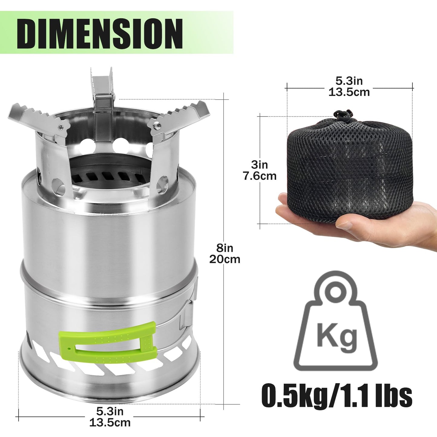 Acelane Camping Wood Stove, Portable Camping Stove - Stainless Steel Survival Stove Backpacking Wood Stove, Folding Small Mini Camp Stove for Hiking Traveling Outdoor