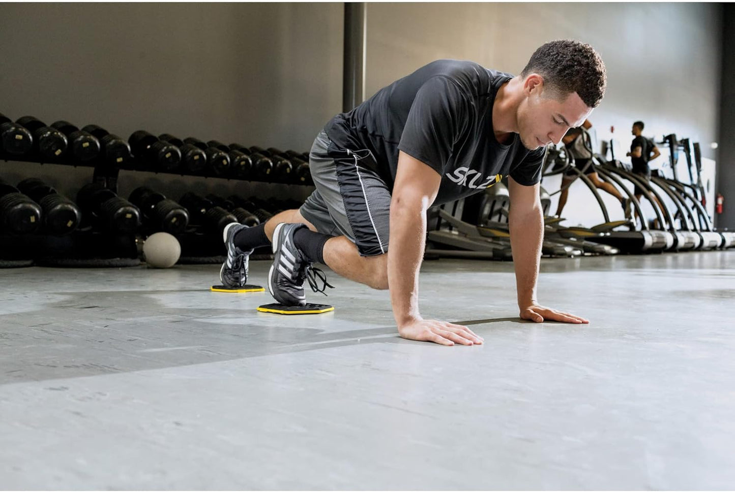 SKLZ Slidez Dual-Sided Exercise Glider Discs for Core Stability Exercises for Hands & Feet, Standard Use,Yellow
