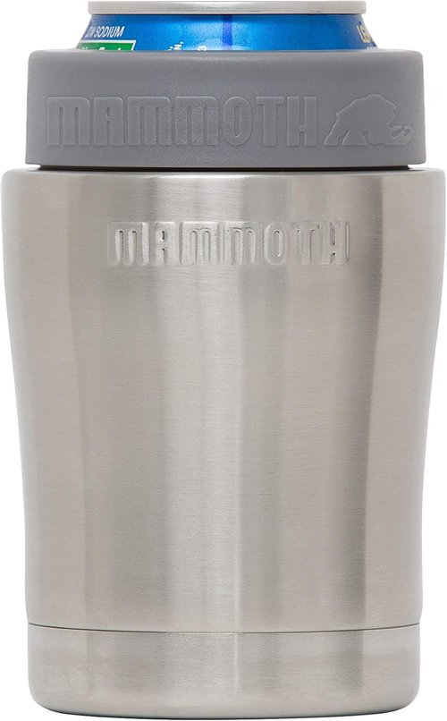 Mammoth Chillski, Stainless Steel Can Cooler, Double Wall Vacuum Insulated Can Insulator, Works with Most Standard 12 Ounce Packaged Drinks, Stainless Steel