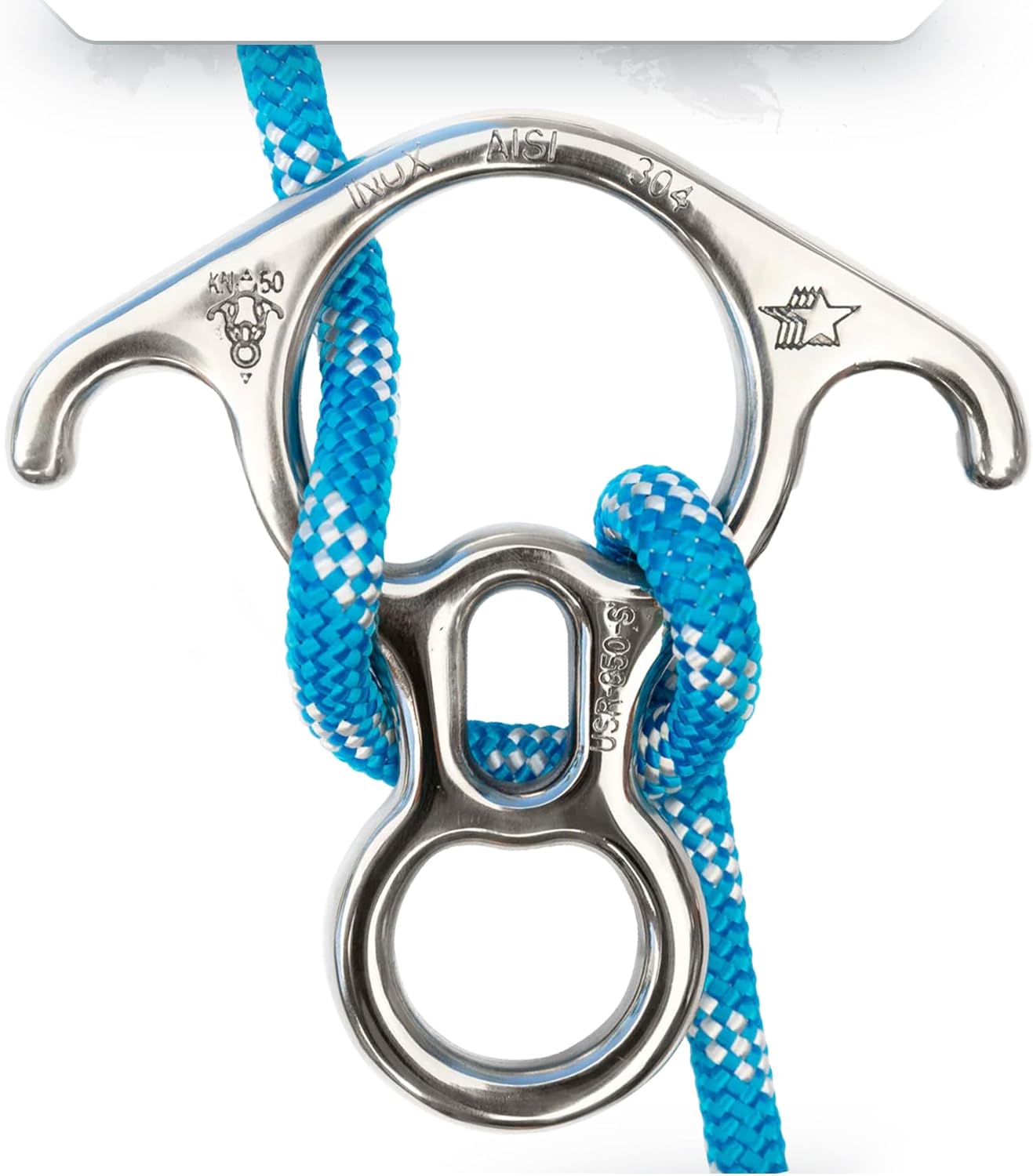 Figure 8 Descender | Stainless Steel | Rappelling and Rescue | 50 kN | Bent Ear Design