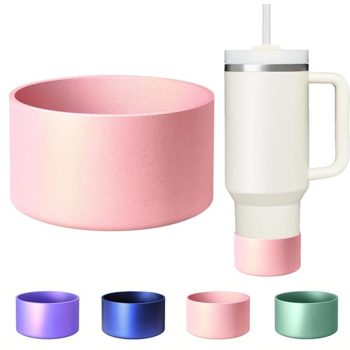 Protective Silicone Boot with Metallic Matte Luster, Compatible with Stanley/Simple Modern 20-40oz Hydro Flask Water Bottle 12-24oz and More Tumblers with 2.8-3in Bottom Anti-Slip Sleeve Cover