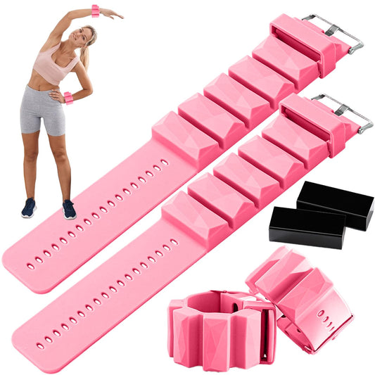 ANYEEK Pink Ankle & Wrist Weights: Adjustable 2lbs (1lb Each) for Women & Men - Walking, Pilates, Yoga Workout at Home - Hand Weights for Women at Home, Set of 2 (1lb Each)