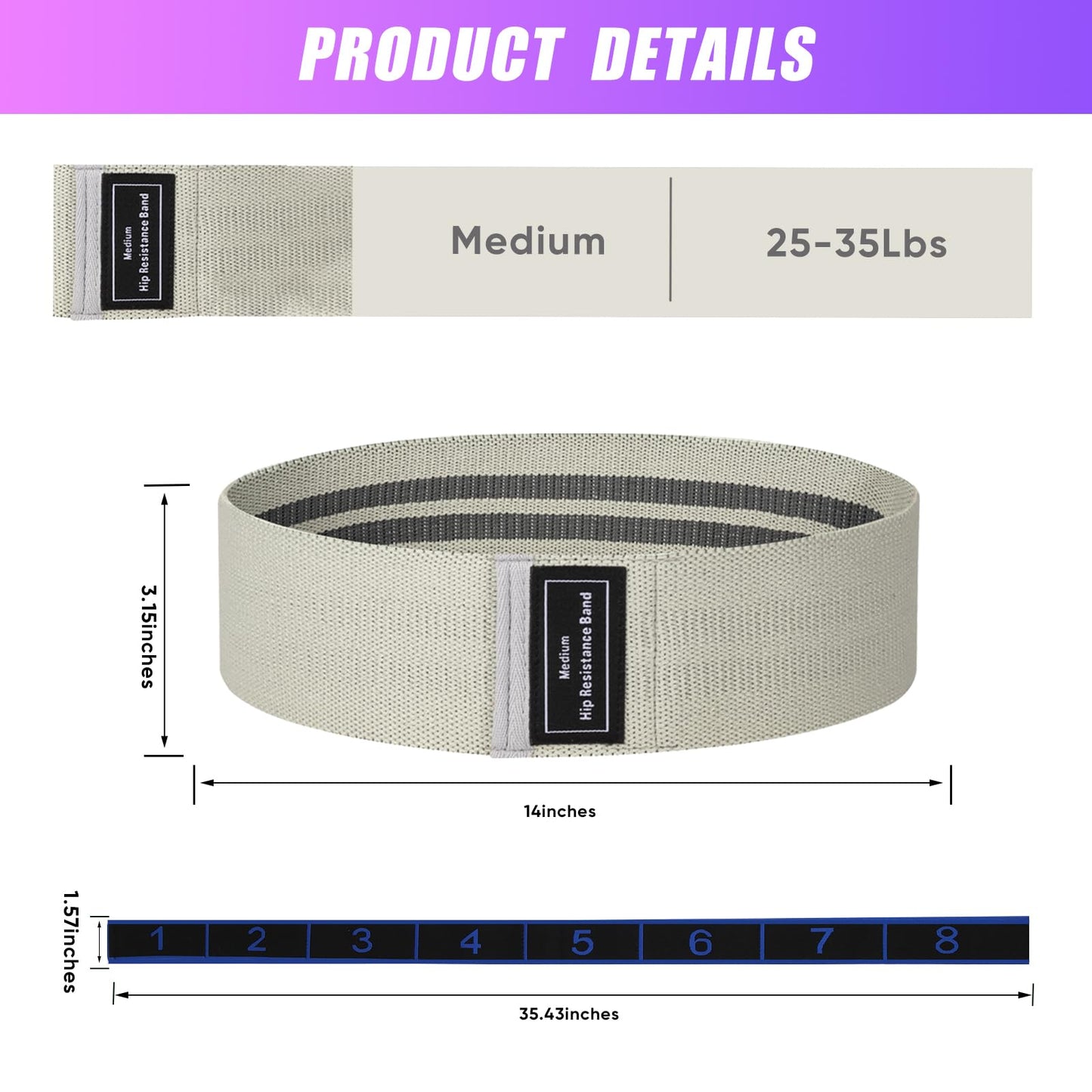 JIN BD Fabric Resistance Bands Set,Exercise Bands for Legs and Booty,Different Levels Elastic Bands for Yoga,Pilates,Home Fitness,Strength Training,Physical Therapy,Workout Bands for Women and Men