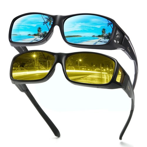 DUCO Wraparound Fitover Glasses 8953 Polarized Wear Over Night Vision Sunglasses for Men Women 8953Y-2