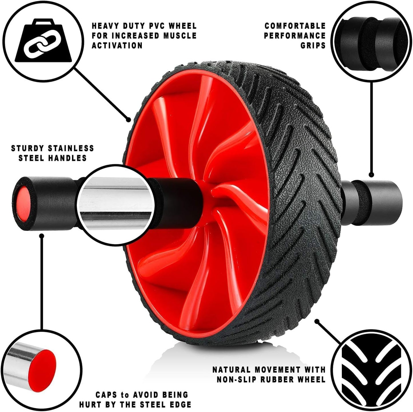 N1Fit Ab Roller Wheel - Ab Workout Equipment for Abdominal & Core Strength Training, Home Gym Fitness Equipment, Exercise Wheel for Men & Women
